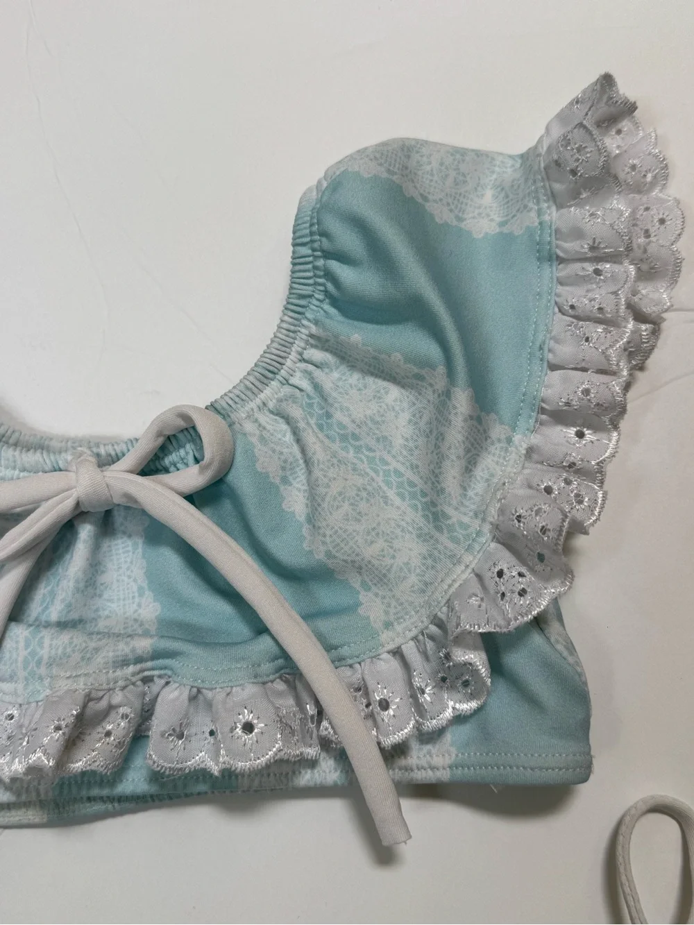 Well Dressed Wolf 2T Bikini Set Robin Egg Blue & Antique White Trim & Ties Girls